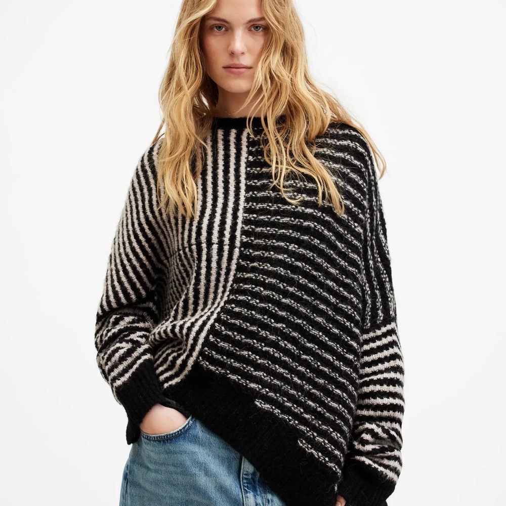 All Saints SELINA STRIPE ASYMMETRIC JUMPER